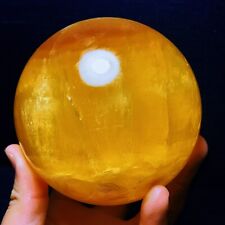 TOP 2213G Natural Polished Yellow Fluorite Sphere Ball Crystal Healing A424 picture