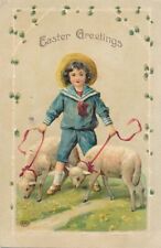 EASTER - Child and Two Lambs Easter Greetings picture