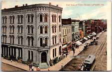 Lafayette Indiana Street View East Side of Square  Antique Postcard DB picture