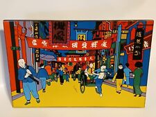 Adventures of TINTIN Chinatown Scene on a Rickshaw Lacquer Sign Rare Vintage picture