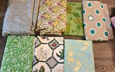 LOT OF 7Vintage Fabric Pcs Green Florals QUILTING CRAFTS SEWING Over 18 Yards picture