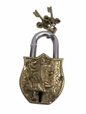 ANTIQUE Style HINDU Lord MAHAKALI MA  Padlock - Lock with Key - Brass (249) picture