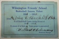 1911 John Bechtel WILMINGTON FRIENDS' SCHOOL BASKETBALL TICKET de Willard Eckman picture