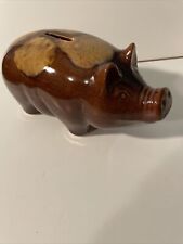 vintage piggy bank brown pig Ceramic Glazed picture