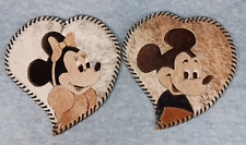 Walt Disney Vintage Mickey and Minnie Cowhide Hanging Decor Made in Argentina picture