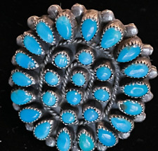1940s Pawn Native Large Cluster PETIT Turquoise Silver Ring Zuni Petit Point Old picture