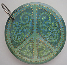 Peace Sign Note Pad C R Gibson Round Die-Cut NP-7819 Green Paisley Sparkles Ring picture