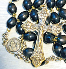 Vintage Rosary, Ave Maria, Roma, Grape Vines, Cocoa Wood, Circa 1930s/40s, 18.5