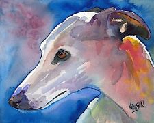 Whippet Dog 11x14 signed art PRINT painting RJK    picture