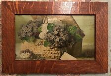 Antique Mission Arts & Crafts Tiger Oak Quarter Sawn Frame Paul De Longpre Print picture