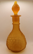 Vtg Fenton Golden Harvest Decanter Bottle w/ Stopper Amber Glass Grapes Wheat picture