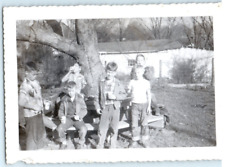 Vintage Photo 1940s, Boy Scout Troop, back yard eating a snack, A 5x3.5 picture