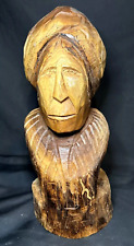 Hand Carved Wood Bust Face Statue 13