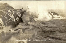1952 RPPC New Harbor,ME Heavy Seas Lincoln County Maine Real Photo Post Card picture