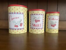 🍒 Set Of 3 Canisters: Sweet-Delicious-Cherries Yellow With Cherry pattern picture