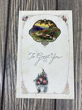 Vintage To Greet You Post Card 4362 Sheep Floral Design picture