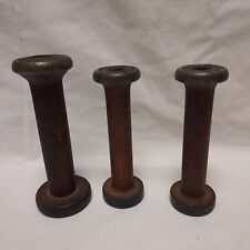 Vintage Small Wooden Industrial Textile Bobbins Spools Lot of 3 picture