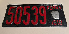 Vintage 1919 Pennsylvania License Plate #50539 picture