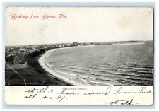 1907 Greetings From Algoma Wisconsin WI, Crescent Beach Posted Antique Postcard picture