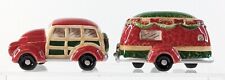 Woody Station Wagon & Trailer Ceramic Salt & Pepper Shakers - Holiday Christmas picture