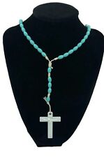 VINTAGE Rosary Beads TURQUOISE & WHITE 15