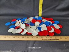 Vintage Plastic Poker Chips 100+ Red White Blue Used picture