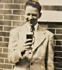 Vintage 1940s B&W Photo Well Dressed Young Man with Stout Gay Interest Phila. picture