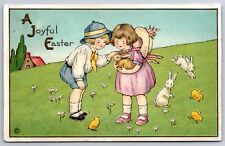 MEP uns Easter~Boy & Girl Pet Brown Bunny~White Rabbits in Meadow~Chick~805 B picture