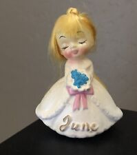 Vintage Enesco June Bride Figurine With Rooted Blonde Hair In A Pony picture