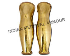 Ancient Greek Brass Greaves Re-enactment Armour Costume Leather stiched edge picture