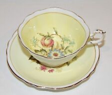 PARAGON ENGLAND FINE BONE CHINA FLORAL SPRAYS YELLOW GOLD A706 CUP & SAUCER picture