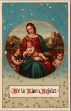 1910s Religious EASTER Postcard Mother Mary & Baby Jesus / Angel 