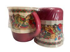 Vintage Packerware Christmas Morning Mugs Removable Handle Plastic Cup Set New picture
