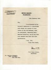 Baron Frederick Hoyer Millar SIGNED 1940 letter by British ambassador - WWII picture