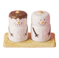Magenta Home 3pc Marshmallow Snowmen Salt & Pepper Shakers with Tray picture