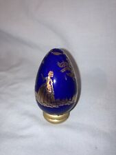 Vintage French 88 Franklin Mint Limoges Cobalt Blue Gold Woman Fabergé Egg picture