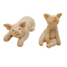 Quarry Critters Pugsly & Pixy The Pig Figurine Second Nature Design Set Of 2  picture