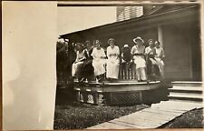 RPPC Pretty Ladies Sit on Porch Rail Antique Real Photo Postcard c1910 picture