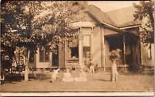 Real Photo PC Two Girls in Front Yard of House Fairview Farms Fairfield Illinois picture