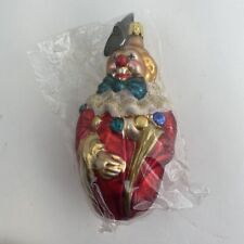 Christborn Clown Vintage Christmas Ornament With Tag Jester Red Glass picture