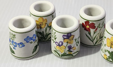 8 Vintage Mini Taper Candle Holders Flower Designs West Germany picture