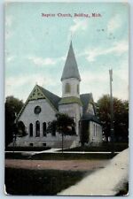 Belding Michigan MI Postcard Baptist Church Exterior Roadside Scene 1910 Antique picture