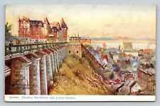 Quebec Chateau Frontenac + Lower Quebec St Lawrence River Tuck's Oilette c1906 picture