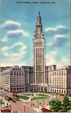 Vintage Postcard Union Terminal Tower Public Square Cleveland Ohio OH 1939  W250 picture