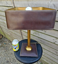 Desk Lamp with brown  Leather Shade attributed by Jacques Adnet, 1970s picture