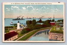 Old Point Comfort VA Postcard US Battleship Fleet Hampton Roads picture