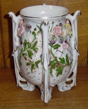 Old Porcelain Four Handle & Floral Vase - 6 1/4