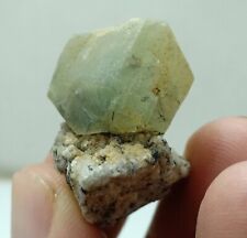 Green Fluorite Crystal on matrix of granite with aegirine inclusions 27  grams picture