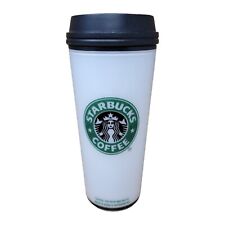 Vintage Starbucks 2005 Blurred Siren Logo White Acrylic Travel Tumbler 16oz READ picture