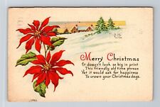 Merry Christmas - Vintage Postcard With Poinsettia Flower c.1927 Postcard picture